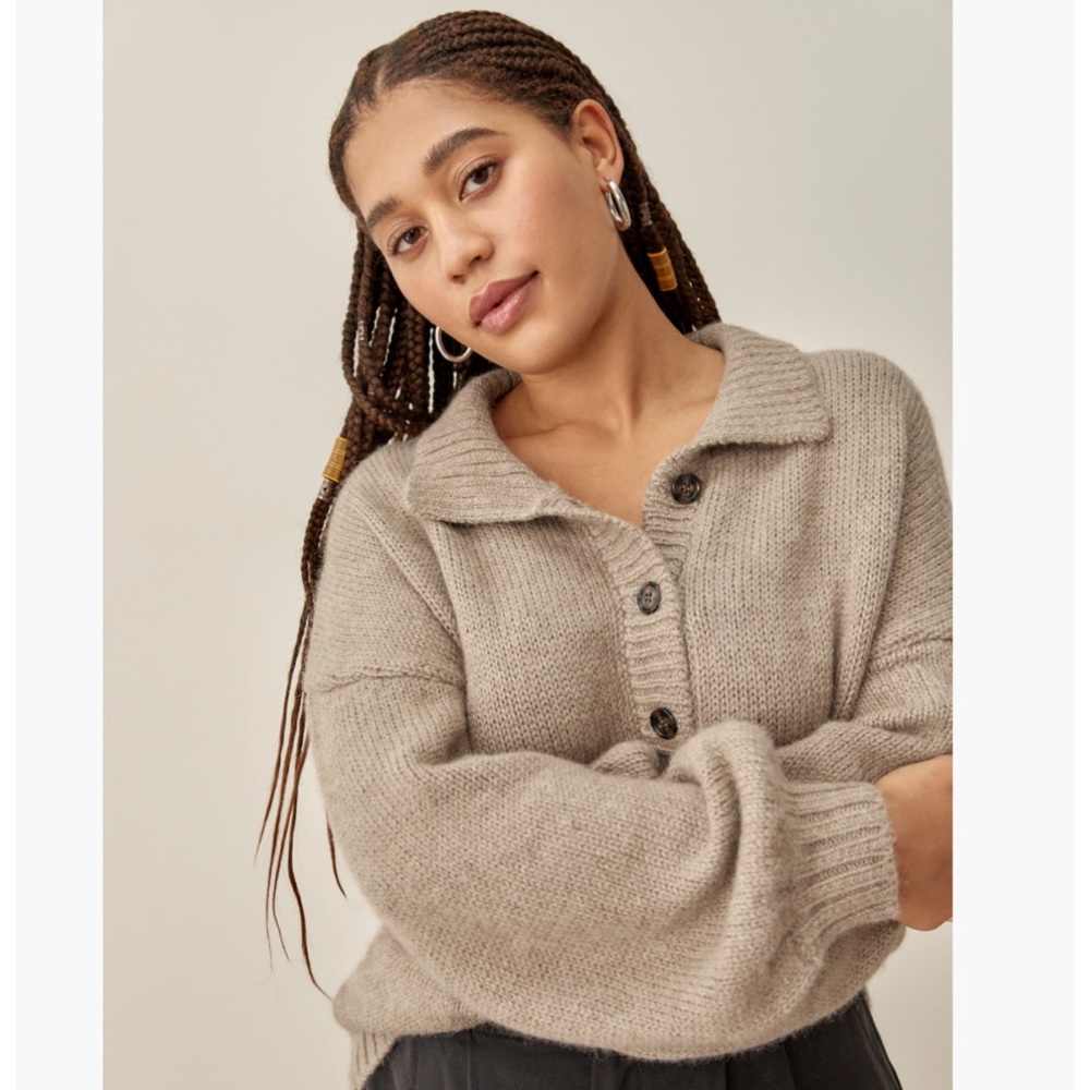 Reformation Belvedere Sweater in Light Brown XS